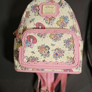 Loungefly Disney Princess Floral Mini Backpack - Pink and Cream